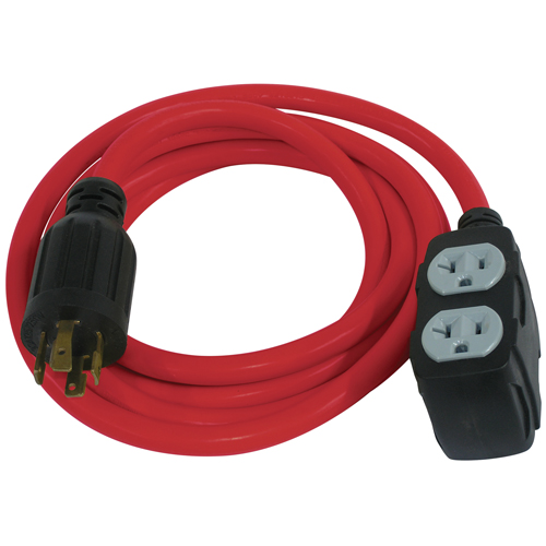 Generator Extension Cord, SJTW, 12/3 AWG, 30 A, 4 Outlet(s), 10' OSI Industrial Sales