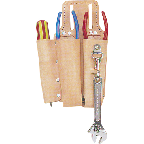 Porte-outils pour monteur de ligne, Porte-outil multiple, Cuir, 3 Poches OSI Industrial Sales