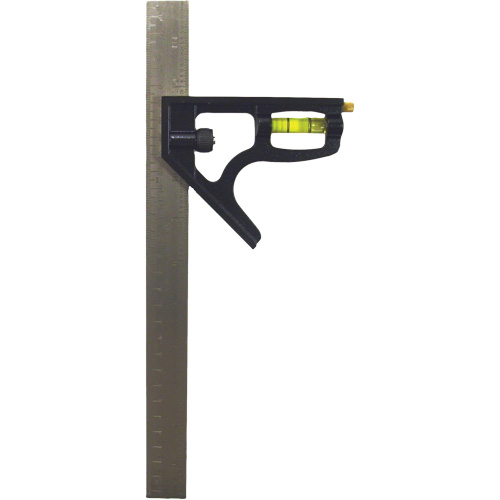 &eacute;querre combin&eacute;e pouces/m&eacute;trique, 12" lo, 1/8"/1/16"/1/32"/1 mm Graduations, Acier inoxydable, Ordinaire OSI Industrial Sales