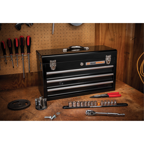 Boîte &agrave; outils portative, 20" la, 3 tiroirs, Noir OSI Industrial Sales