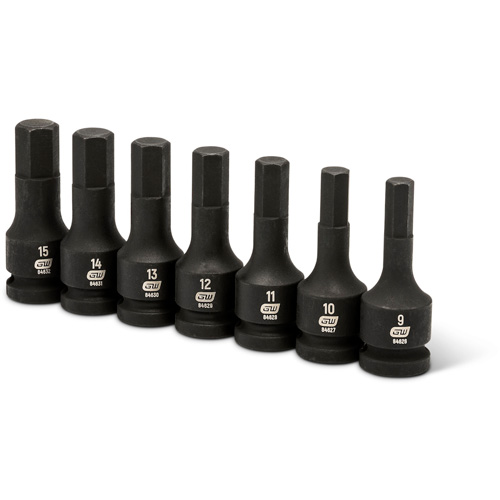 Impact Metric Bit Socket Set, Hex, 1/2" Drive, 7 Pcs OSI Industrial Sales