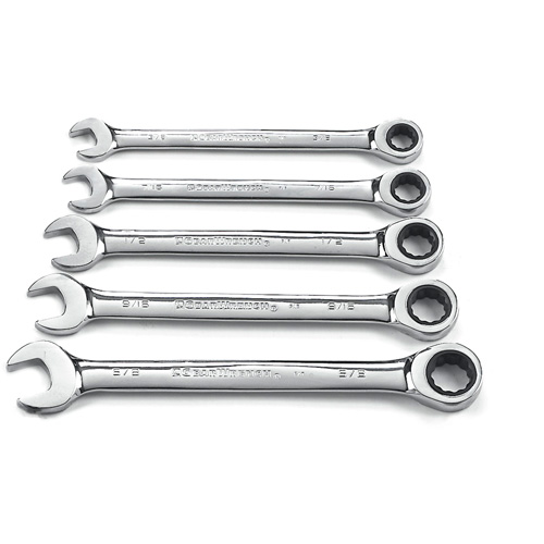 72-Tooth 12 Point Ratcheting SAE Wrench Set, Combination, 5 Pieces, Imperial OSI Industrial Sales