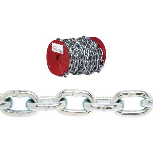 Chaîne ronde Proof Campbell, Acier &agrave; faible teneur en carbone, 3/16" x 100' (30,4 m) l, Calibre 30, Charge d'utilisation 800 lb (0,4 tonne) OSI Industrial Sales
