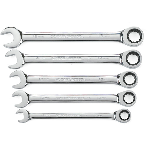 Jeu de cl&eacute;s &agrave; cliquet &agrave; 12 pans et 72 dents, Combinaison, 5 morceaux, M&eacute;trique OSI Industrial Sales