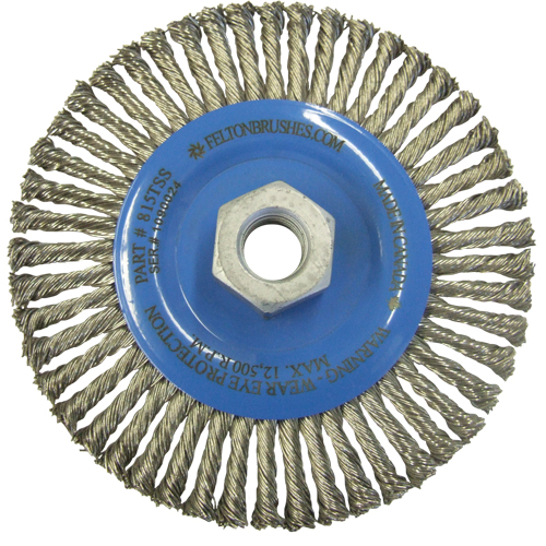 Brosses m&eacute;talliques &agrave; touret, Dia. 5-7/8", Fils 0,02", Arbre 5/8"-11, Acier inoxydable OSI Industrial Sales