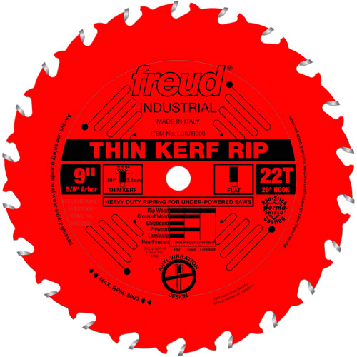 TCS Industrial Saw Blade - Rip/Crosscut Thin Kerf, 9", 22 Teeth, Wood Use OSI Industrial Sales