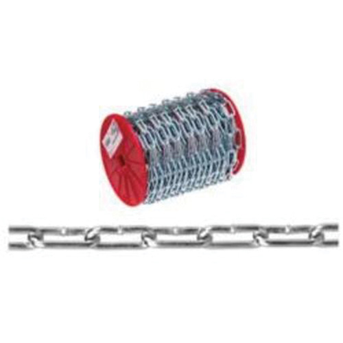 Straight Link Coil Chain, Low Carbon Steel, 2/0 x 120' (36.6 m) L, 520 lbs. (0.26 tons) Load Capacity OSI Industrial Sales