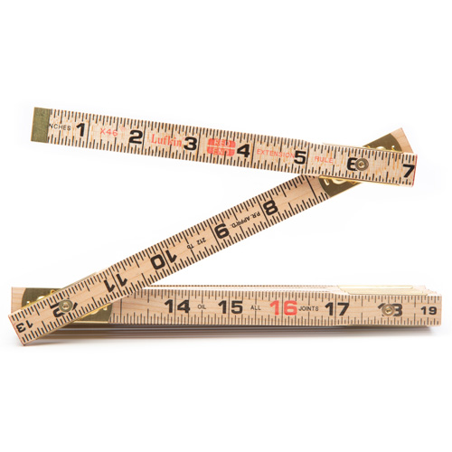 Red End&reg; Rule with Two 6" Slide Rule Extensions, 6' L, Wood, 1/16" Graduations OSI Industrial Sales
