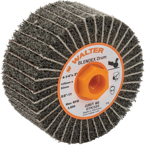 Tambours de finition Two-In-One, 4-1/4" dia. x 2" la, 5/8"-11 Arbre, Grain 80 OSI Industrial Sales