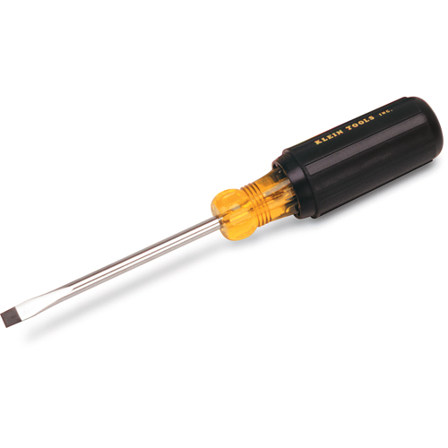 Slot Cabinet Tip Screwdriver, 1/4" Tip, Round, 8-11/32" L, Cushion Grip Handle OSI Industrial Sales