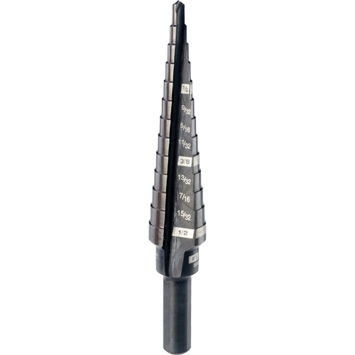 #1 Step Drill Bit, 1/8" - 1/2" , 1/32" Increments, High Speed Steel OSI Industrial Sales