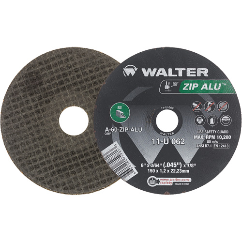 Zip Alu Cut-Off Wheel, 6" x 3/64", 7/8" Arbor, Type 1, Aluminum Oxide, 10200 RPM OSI Industrial Sales