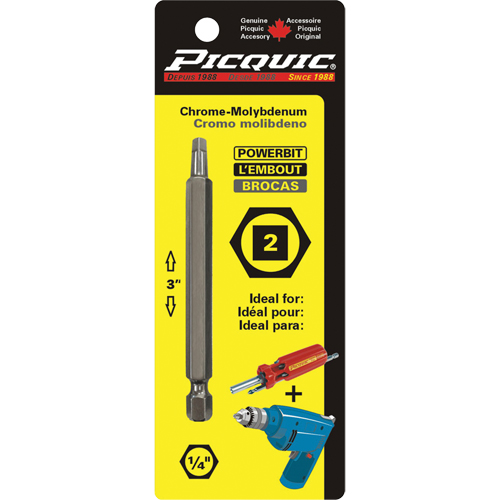 Embout, Carr&eacute;e, Embout #2, Prise 1/4", Longueur 3" OSI Industrial Sales