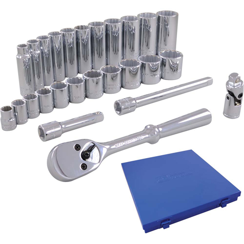 Jeu de douilles m&eacute;triques et accessoires, 26 Mcx, Prise de 3/8", Profond OSI Industrial Sales