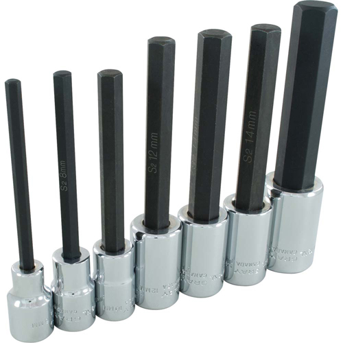 Jeu de douilles &agrave; t&ecirc;te hexagonale tr&egrave;s longues, Hexagonale, Prise 1/2", 7 mrcx OSI Industrial Sales