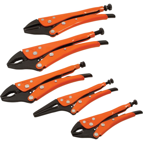 Straight Curved & Long Nose Locking Pliers Set, 5 Pieces OSI Industrial Sales
