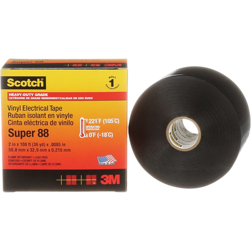 Scotch&reg; Super 88 Professional Electrical Tape, 51 mm (2") x 33 m (108'), Black, 8.5 mils OSI Industrial Sales