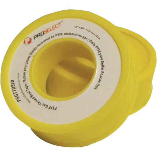 Gas & Oil PTFE Pipe Thread Tape, 12.7 mm (1/2") x 6.6 m (21.67'), Yellow OSI Industrial Sales