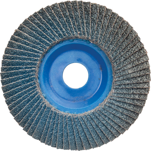 Disque &agrave; lamelles &agrave; grain grossier BlueFire, 5" x 7/8", Type 27, Grain 60, Alumine de zirconium OSI Industrial Sales