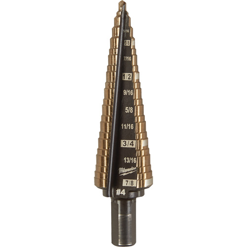 Step Drill Bit, 3/16"/#4 - 7/8"/#4 , 1/32" Increments, High Speed Cobalt OSI Industrial Sales