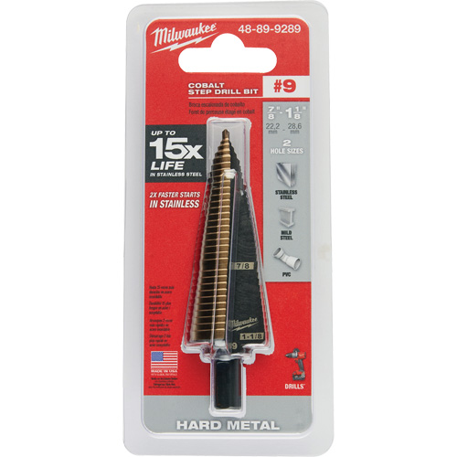Foret &eacute;tag&eacute;, 7/8"/#9 - #9/1-1/8", Incr&eacute;ments de 1/32", Acier rapide au cobalt OSI Industrial Sales