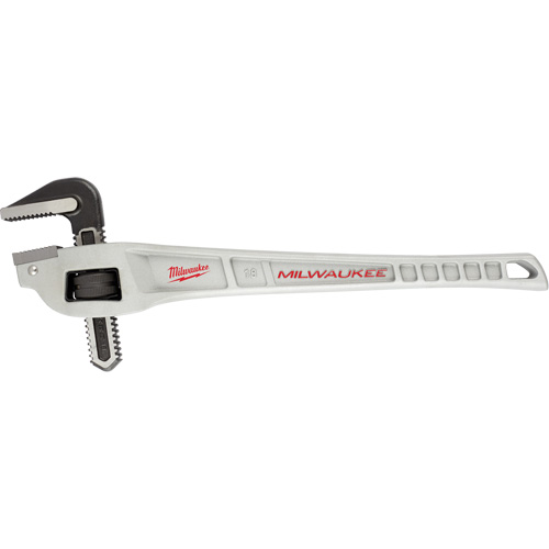 Cl&eacute; &agrave; tuyau coud&eacute;e en aluminium, Cap des m&acirc;choires 2", Longueur 18", Fini Rev&ecirc;tement en poudre, Prise Ergonomique OSI Industrial Sales