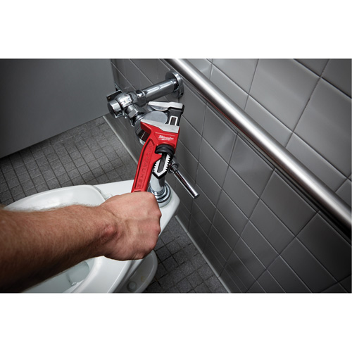 Smooth Jaw Pipe Wrench, 2-5/8" Jaw Capacity, 12" Long, Powder Coated Finish, Ergonomic Handle OSI Industrial Sales