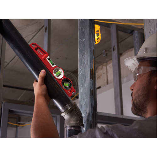 Niveau torpille moul&eacute; sous pression verrouillable avec fiole 360 degr&eacute;s, 10" lo, Aluminium, 3 fioles, Magn&eacute;tique OSI Industrial Sales