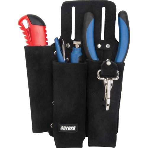 Porte-outils pour monteur de ligne, Porte-outil multiple, Cuir, 3 Poches OSI Industrial Sales