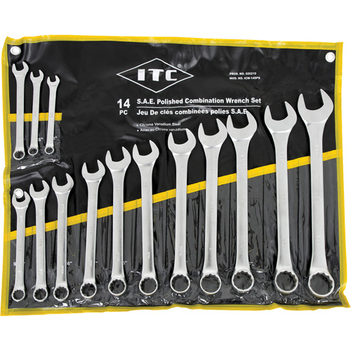ICW-14PS Polished Wrench Set, Combination, 14 Pieces, Imperial OSI Industrial Sales