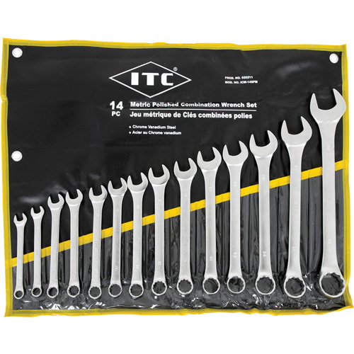 ICW-14PM Polished Wrench Set, Combination, 14 Pieces, Metric OSI Industrial Sales