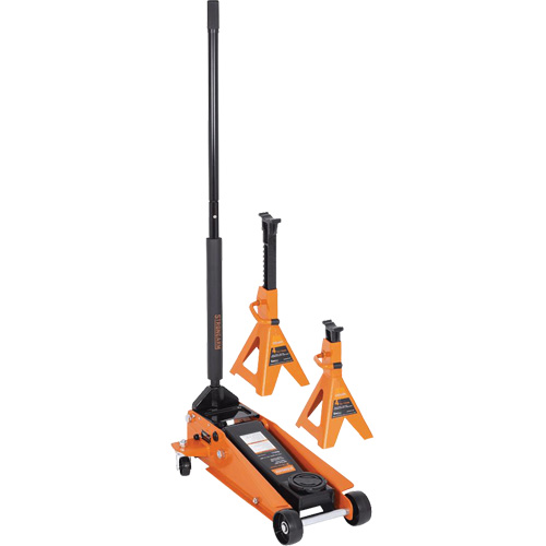 Service Jack with 4-Ton Vehicle Stands, 3.5 Ton(s) Capacity, 5-1/8" Lowered, 21" Raised, Manual Hydraulic OSI Industrial Sales