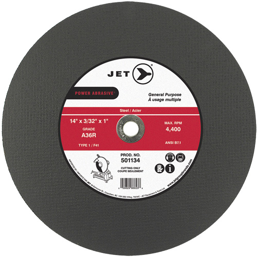 A36R Power Abrasive Cut-Off Wheel, 14" x 3/32", 1" Arbor, Type 1, 4400 RPM OSI Industrial Sales