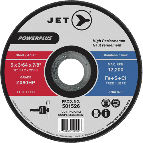 ZX46HP PowerPlus Cut-Off Wheel, 7" x 1/16", 7/8" Arbor, Type 1, 8500 RPM OSI Industrial Sales