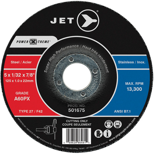A60PX Power-Xtreme Cut-Off Wheel, 4-1/2" x 3/64", 7/8" Arbor, Type 27, 13300 RPM OSI Industrial Sales