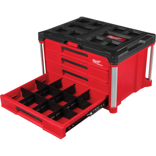 Boîte &agrave; outils avec 4 tiroirs PackOut, 16-3/10" x 22-1/5" x 14-3/10", Rouge OSI Industrial Sales