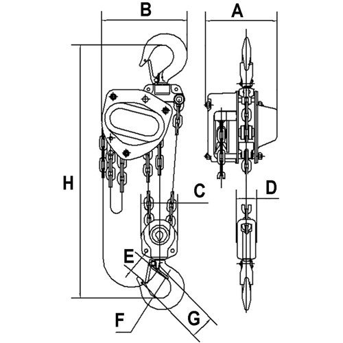 KCH Series Chain Hoists, 20' Lift, 11000 lbs. (5 tons) Capacity, Alloy Steel Chain OSI Industrial Sales