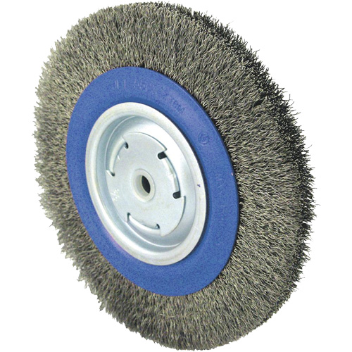 Crimped Wire Wheel Brushes, 8" Dia., 0.014" Fill, 1/2" - 5/8" - 2 Arbor OSI Industrial Sales