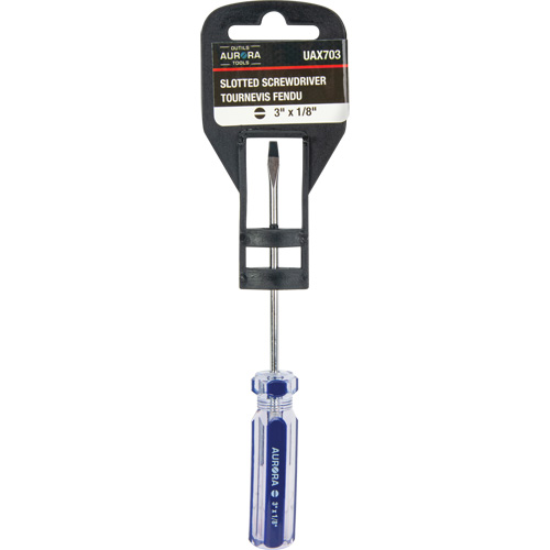 Tournevis &agrave; fente bleu transparent avec bandes , Tige de 1/8", Ronde, Prise en Plastique OSI Industrial Sales