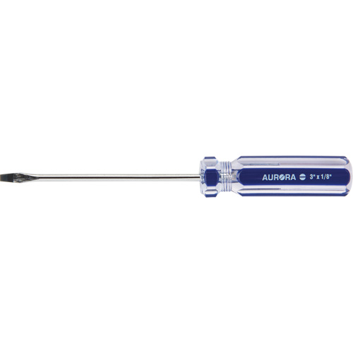 Tournevis &agrave; fente bleu transparent avec bandes , Tige de 1/8", Ronde, Prise en Plastique OSI Industrial Sales