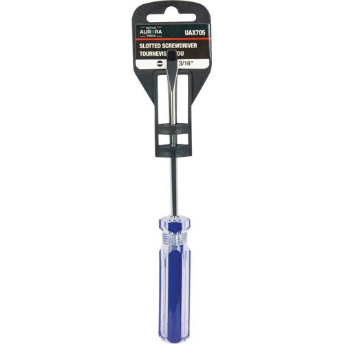 Tournevis &agrave; fente bleu transparent avec bandes, Tige de 3/16", Ronde, Prise en Plastique OSI Industrial Sales
