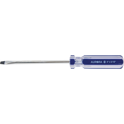 Tournevis &agrave; fente bleu transparent avec bandes, Tige de 3/16", Ronde, Prise en Plastique OSI Industrial Sales