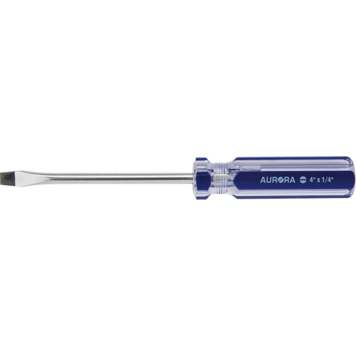 Tournevis &agrave; fente bleu transparent avec bandes, Tige de 1/4", Ronde, Prise en Plastique OSI Industrial Sales