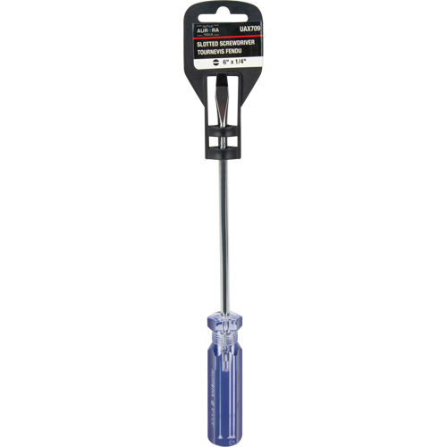 Tournevis &agrave; fente bleu transparent avec bandes, Tige de 1/4", Ronde, Prise en Plastique OSI Industrial Sales