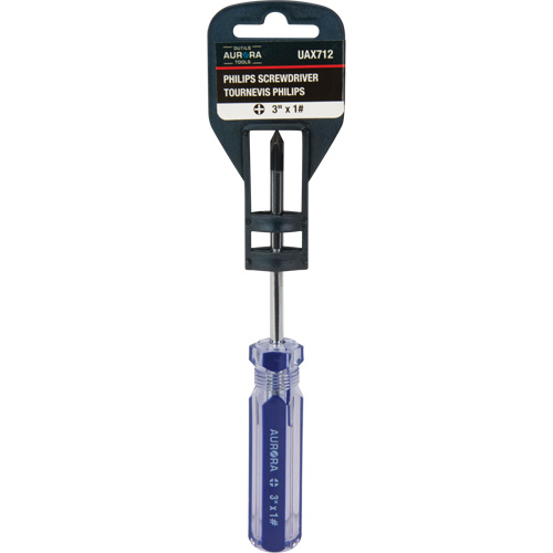 Tournevis Philips bleu transparent avec bandes, #1, Prise Plastique OSI Industrial Sales