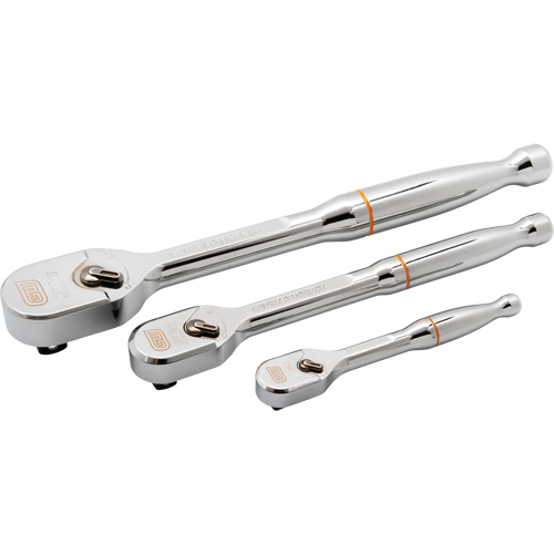 Ensemble de rochet &agrave; t&ecirc;te en goutte enti&egrave;rement polie avec prises 1/4", 3/8" & 1/2" 120XP OSI Industrial Sales