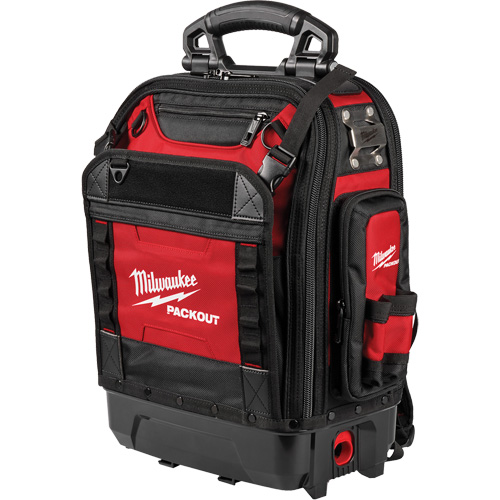 PackOut Structured Backpack, 9-1/2" L x 18" W, Black/Red, Polyester OSI Industrial Sales