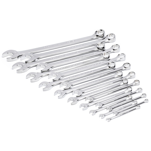 Jeu de cl&eacute;s mixtes SAE et longues &agrave; 12 pans dans un plateau de rangement en mousse, Ouverte, 19 morceaux, Imp&eacute;rial OSI Industrial Sales