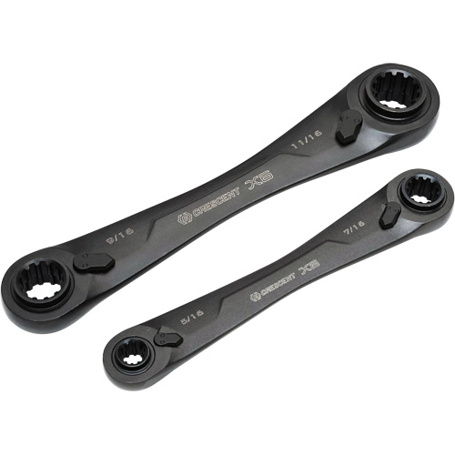 X6 4-in-1 Black Oxide Spline Ratcheting SAE Wrench Set, 2 Pieces, Imperial OSI Industrial Sales