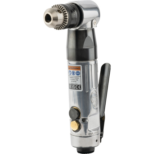 Angle Air Drill, 20.5 CFM, 1/4" NPT, 98 dBA, 3/8" Chuck, Keyed OSI Industrial Sales